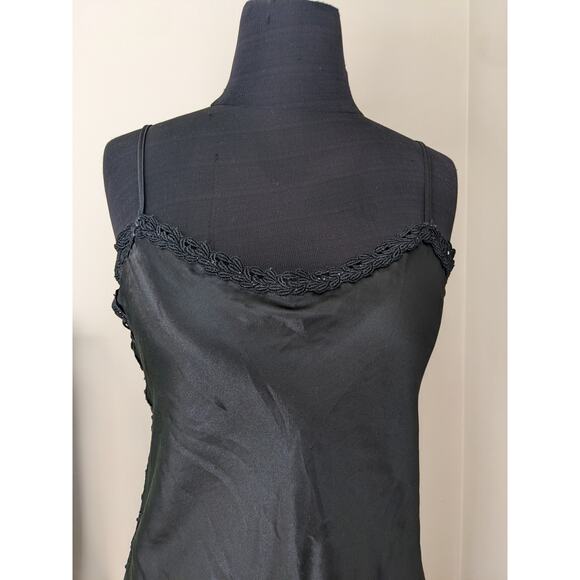 Preowned Black Shiny Spaghetti Strap Black Dress with Side Reveal Size M - Picture 1 of 10